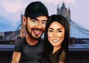 Custom Person Colored Caricature with Any City, Town or Village Background from Photos