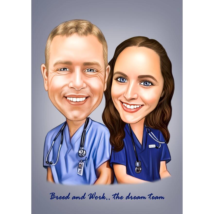 Desenho de desenho animado de dois médicos