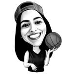 Sport Basketball Girl Caricature Holding Ball