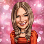 Female Caricature Drawing with Hearts