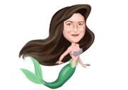 Custom Mermaid Caricature with Colored Background