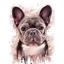 French Bulldog Natural Watercolor Portrait from Photo