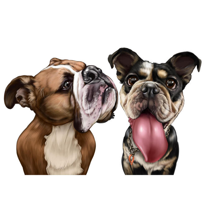 Преувеличенная карикатура на двух собак