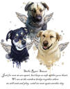 Ryhmä Koirat Muotokuva Sarjakuva Akvarelli Luonnosävy Varjostus valokuvista