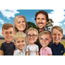 كاريكاتير عائلي مخصص من الصور بأسلوب رقمي
