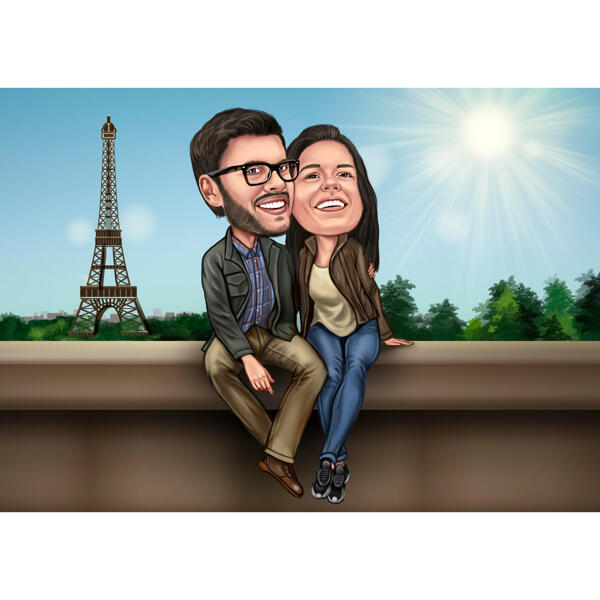 Dibujo de pareja con Tour Eiffel