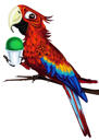 Ritratto di cartone animato uccello personalizzato in stile digitale a colori da foto