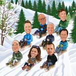 Snow Sled Caricature Corporate Christmas Card