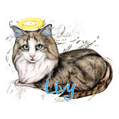 Full Body Cat Memorial Portrait from Photos with Halo