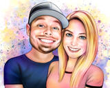 Caricature de couple avec des touches d'aquarelle