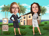 Two Realtors Cartoon Logo