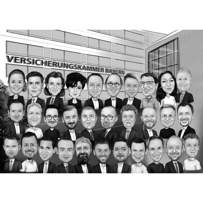 Group Caricature with Company Background