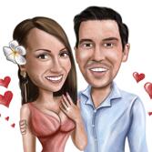 Engagement Couple Caricature from Photos for Anniversary Gift