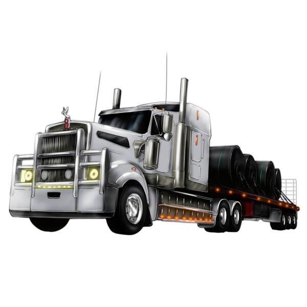 Ritratto di cartone animato camion personalizzato in stile digitale a colori dalla tua foto