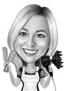 Hairdresser Caricature from Photos: Black and White Style