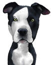 Retrato de dibujos animados de Staffordshire Bull Terrier en estilo de color de la foto