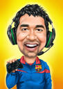 Spelarpresent - karikatyrporträtt från foto med anpassad bakgrund