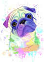 Ritratto di cane divertente Ritratto di cartone animato Immagine in pastelli teneri Disegnati a mano dalle foto