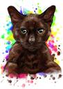 Kæledyrskarikaturportræt fra foto med regnbuevandfarveeffekt til kæledyrselskere gave