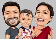 Group Caricature Drawing from Photos in Colored Line Style with Simple Background