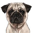 Dibujo de dibujos animados de Pug de la foto