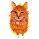 Portrait caricatural de chat roux