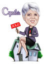 Caricatura de corretor de imóveis com casa vendida