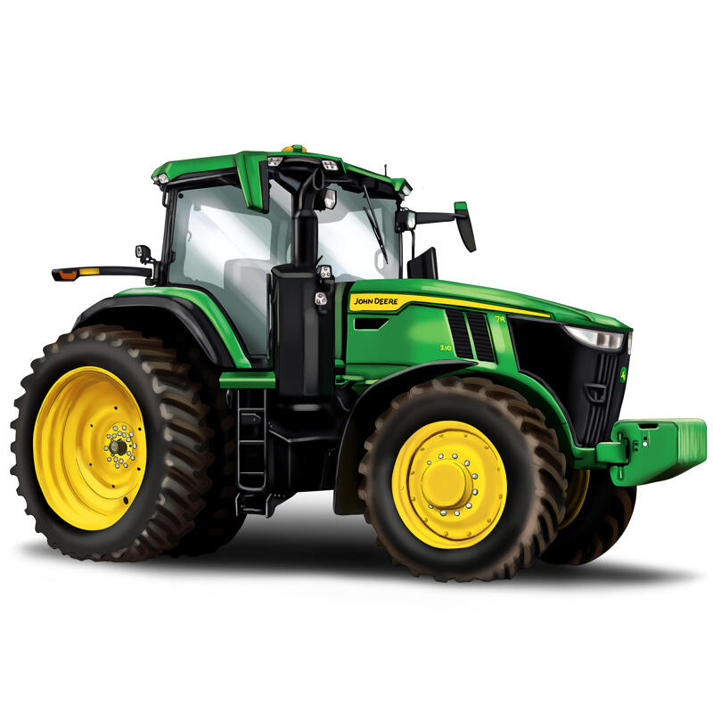 Custom Tractor Cartoon Drawing in Color Style from Photo