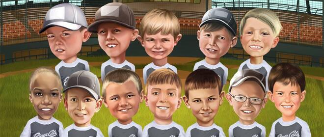 Gruppe Kinderkarikaturen
