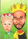 Colored Style Royal Kings Caricature Drawing for Two Person from Photos