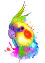 Helder aquarel papegaai karikatuur portret van Photo
