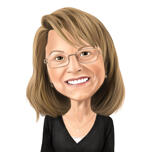 Woman Cartoon Portrait in Color Style Hand Drawn from Photo