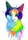 ألوان مائية قوس قزح صورة القط