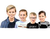 Gruppenporträt im digitalen Farbstil, gezeichnet von Künstlern