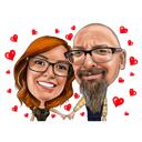 Vtipná přehnaná karikatura z fotografie na Valentýna