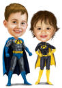Dessin de caricature de super-héros pour enfants