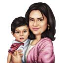 Caricatura di madre e figlio da foto