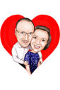 Heart Background Couple Caricature