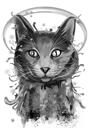 Katt i grafitstil med Halo-porträtt från foto för ständig påminnelse om ditt vackra husdjur