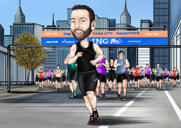 Laufende Marathon-Karikatur
