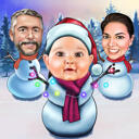 Custom Christmas Snowman Family Caricature