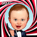 James Bond Exaggerated Caricature Drawing