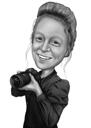 Siyah Beyaz Stilde Özel Fotoğrafçı Karikatürü
