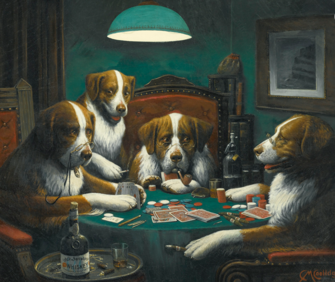 1. «Собаки, играющие в покер» Кассиуса Марцелла Кулиджа (1894 г.)-0