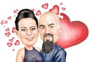 Heart Background Couple Caricature