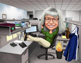 Funny Manager Caricature with Speech Bubble