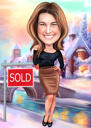 Personalized Cartoons for Realtor with Background
