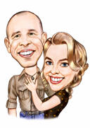 Caricature+de+couple+pour+la+Saint-Valentin%2C+style+crayon