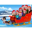 Företagspersonal i Santa Sleigh Julkarikatyr
