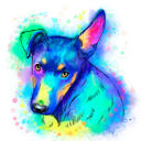 Portrait de chien aquarelle bleuâtre